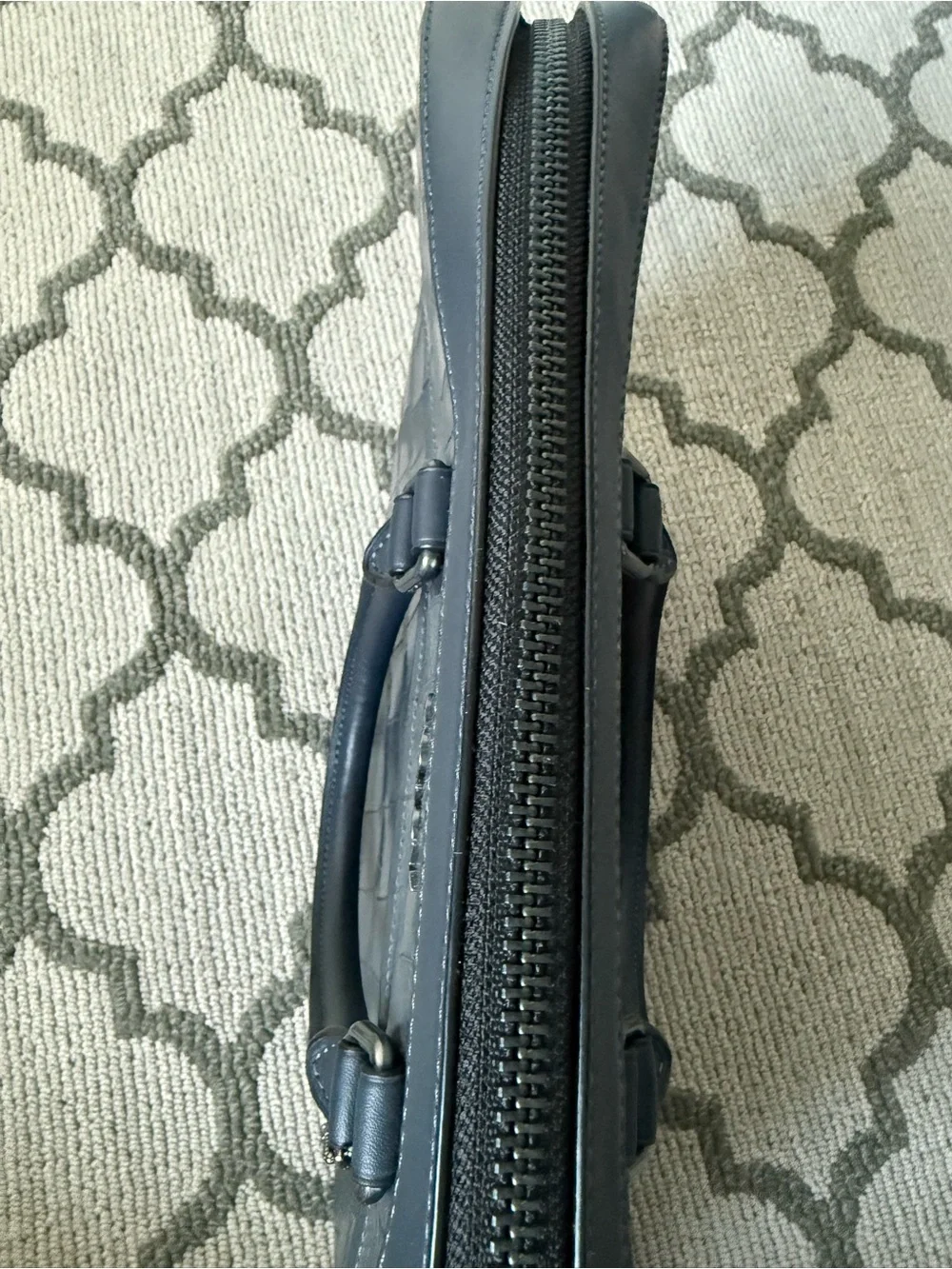 Coach Men’s Croc-Embossed Leather Briefcase in Navy